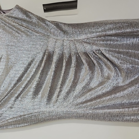 Tahari Arthur S. Levine Women's Silver Cowl Neck Maxi Formal Dress Size 4 - Picture 8 of 11